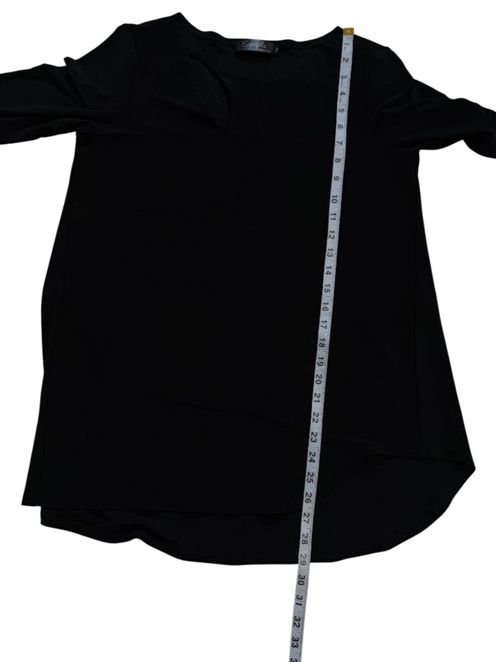 Sympli Women Size 10 Black Tunic 3/4 Sleeve Top Asymmetrical - Picture 3 of 7